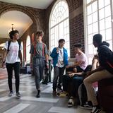 Stuart Hall School Photo #1 - Students socialize between classes in the historic arcade