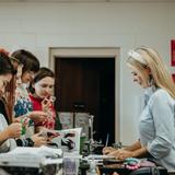 Stuart Hall School Photo #14 - Ms. Hyde working with middle school students in STEM class