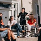 Stuart Hall School Photo #8 - Students enjoy a beautiful day on the steps of Old Main